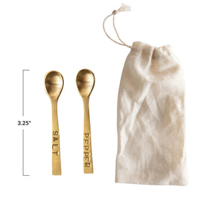 Salt & Pepper Brass Finish Spoons Set