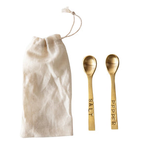 Salt & Pepper Brass Finish Spoons Set