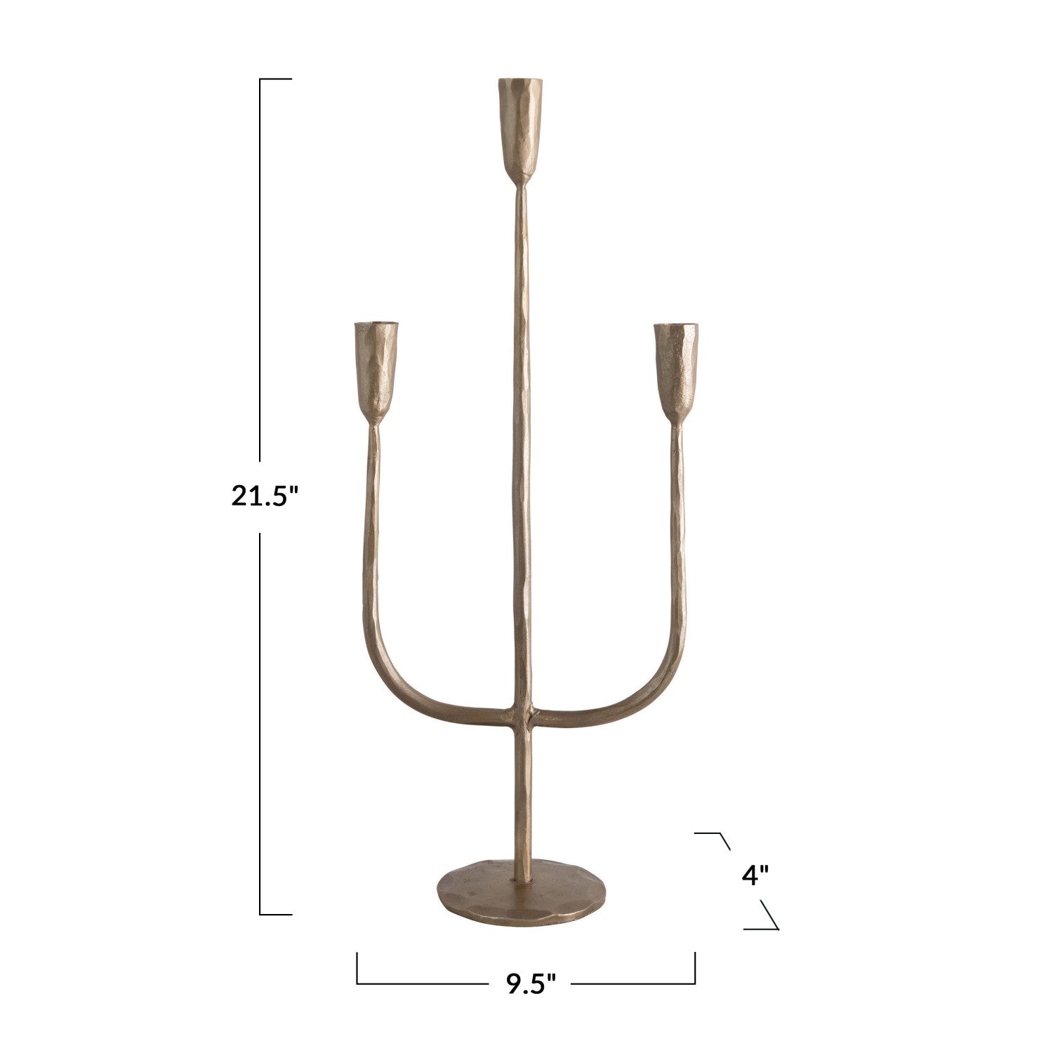Antique Brass Finished Hand-Forged Cast Iron Candelabra,