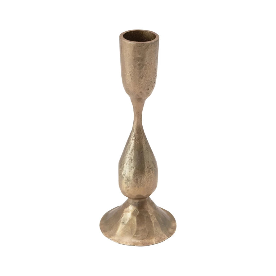 Antique Brass Finished Hand-Forged Iron Taper Holder