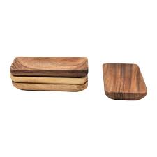 S/4 Acacia Wood Trays w/Seagrass Tie