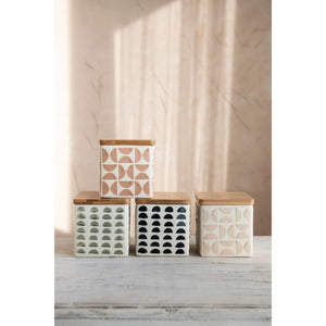 Stoneware Canisters w/Bamboo Lid