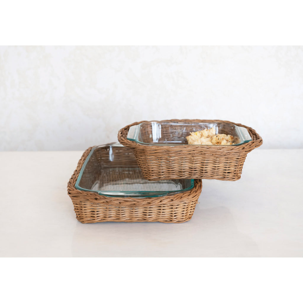 Hand-Woven Rattan Casserole Basket