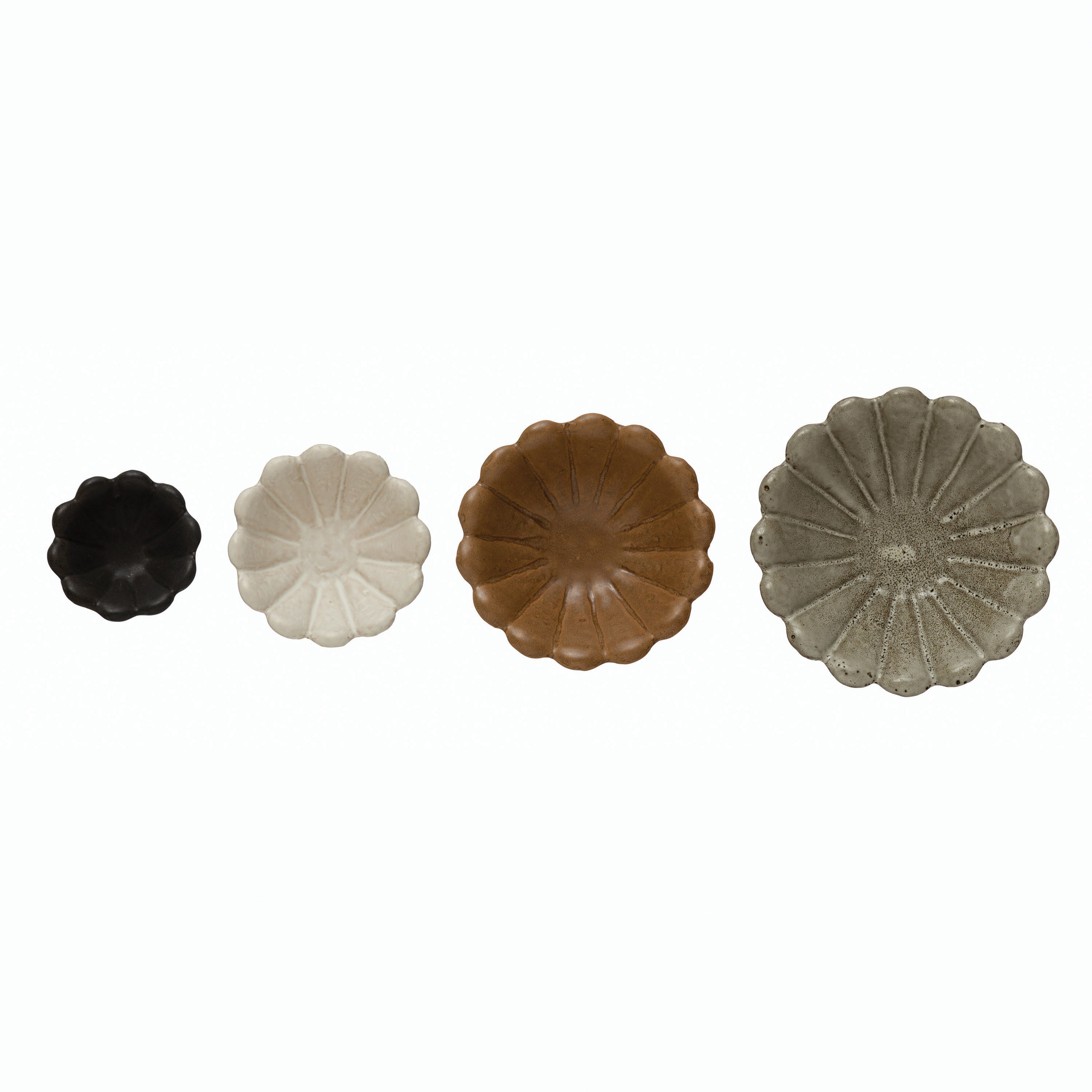 S/4 Stoneware Flower Bowls