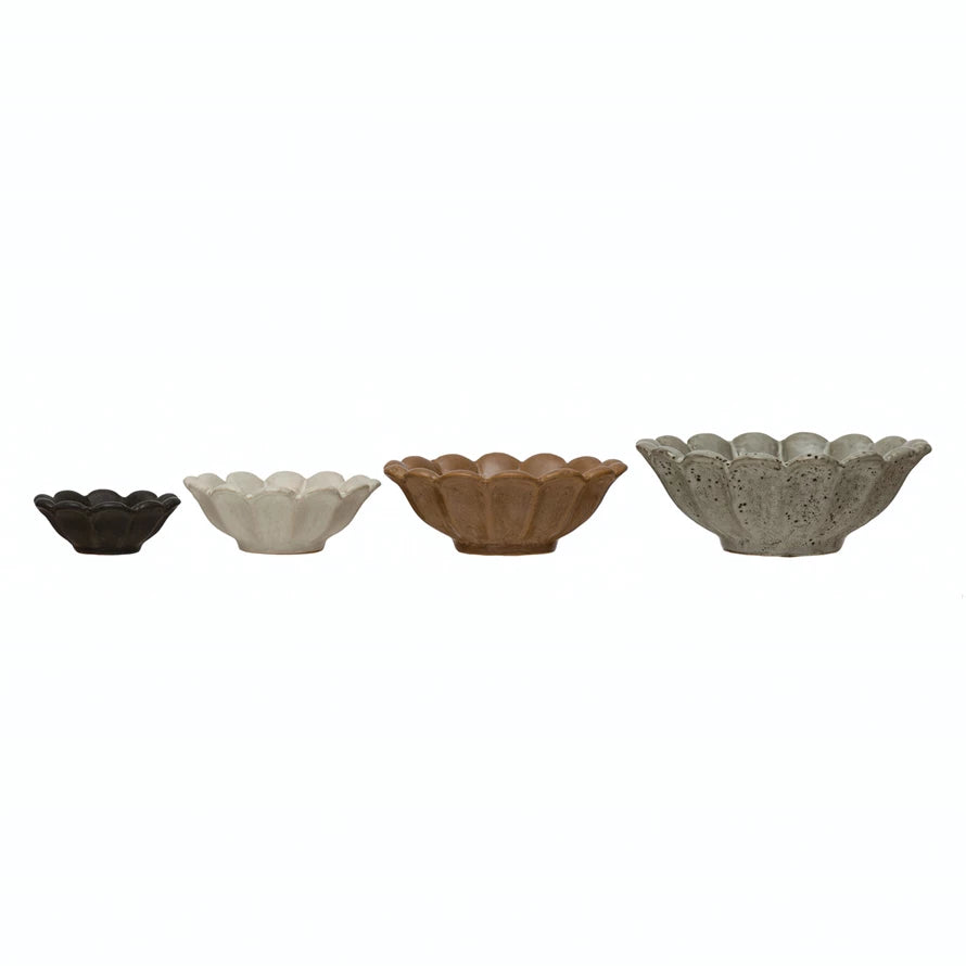 S/4 Stoneware Flower Bowls