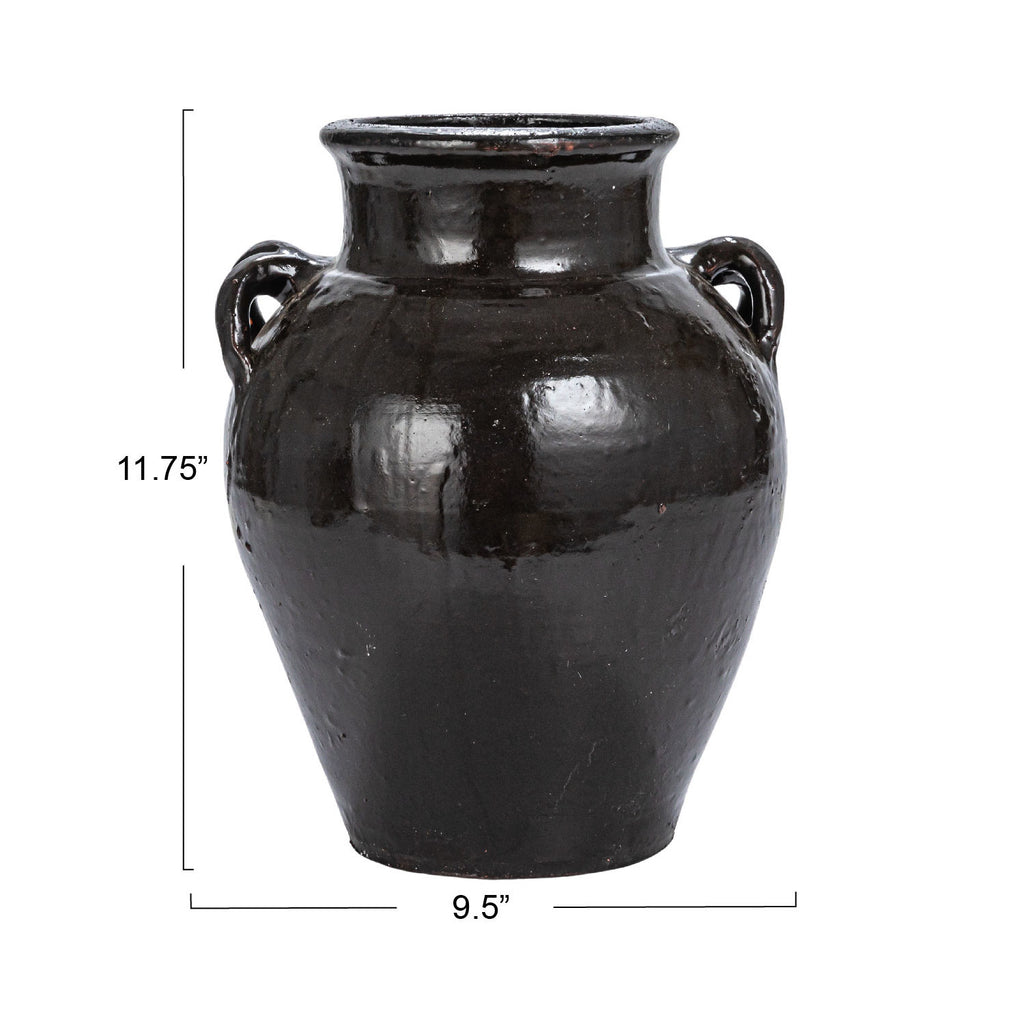 Found Distressed Black Clay Jar