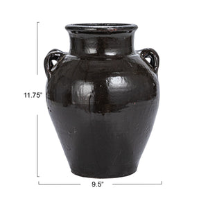 Found Distressed Black Clay Jar