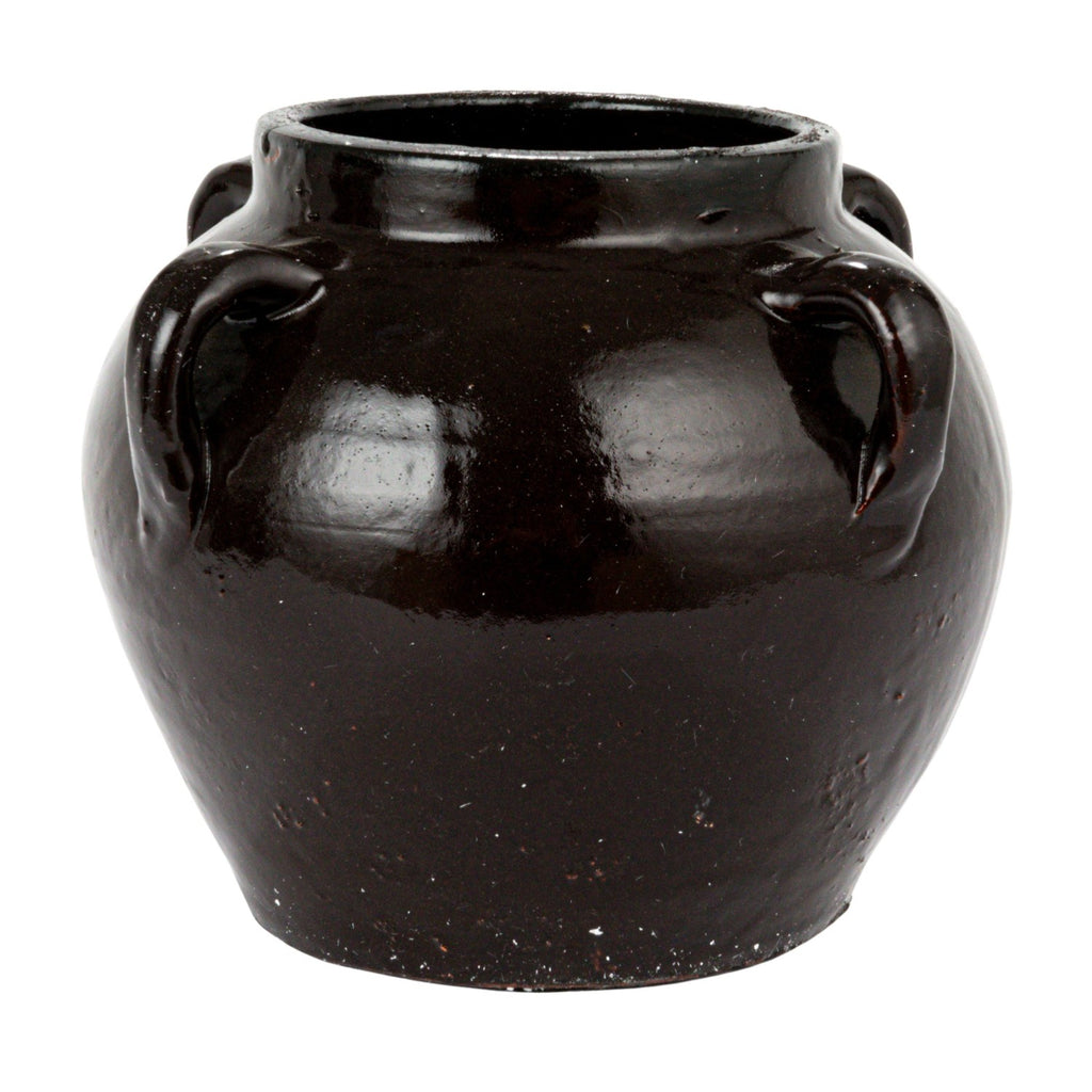 Found Distressed Black Clay Jar
