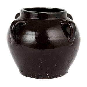 Found Distressed Black Clay Jar