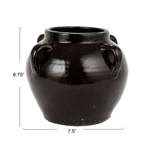 Found Distressed Black Clay Jar