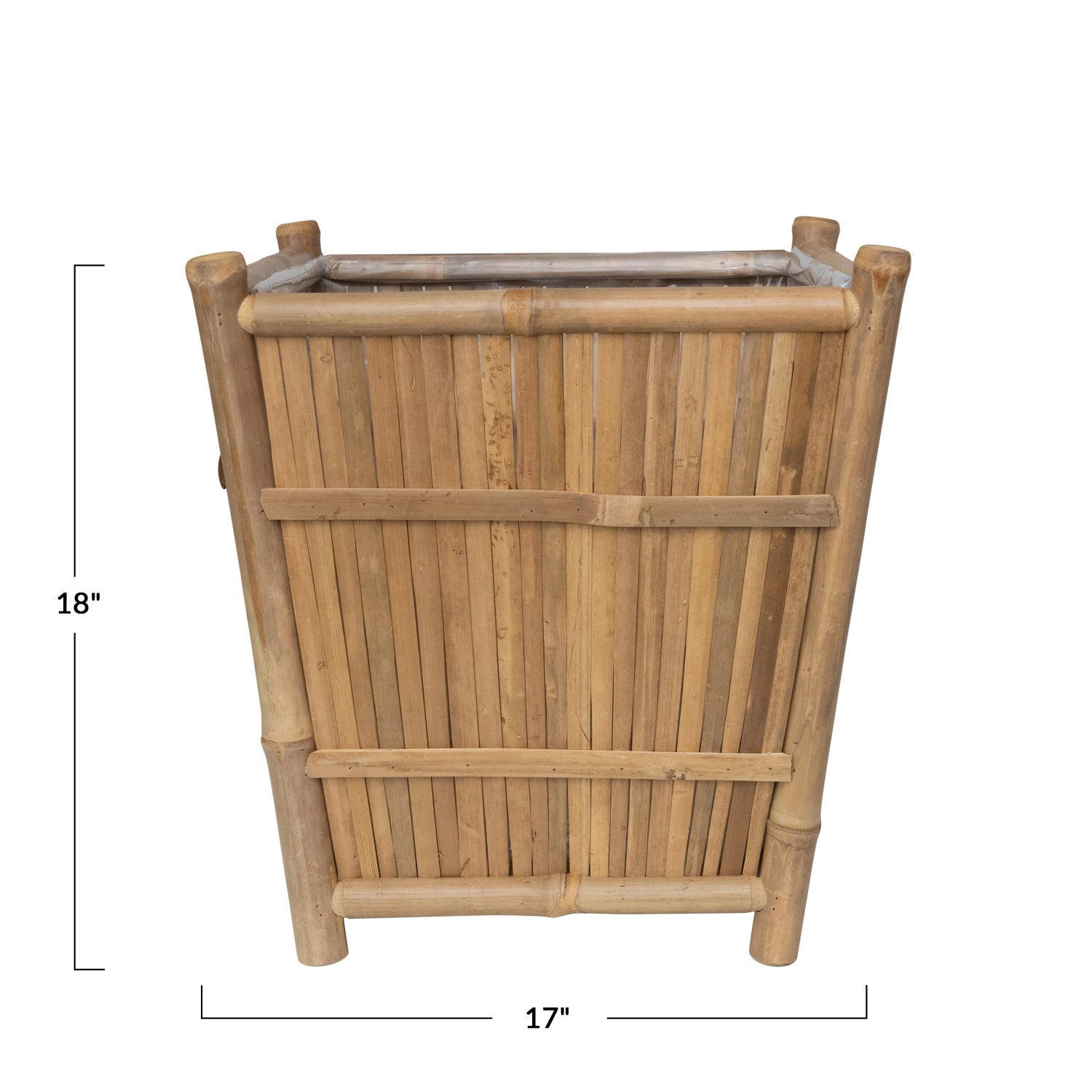 Handmade Bamboo Footed Planter w/Plastic Liner | Natural