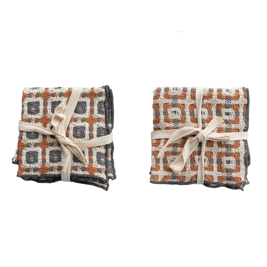 S/3 Cotton Dobby Dish Cloths w/Pattern