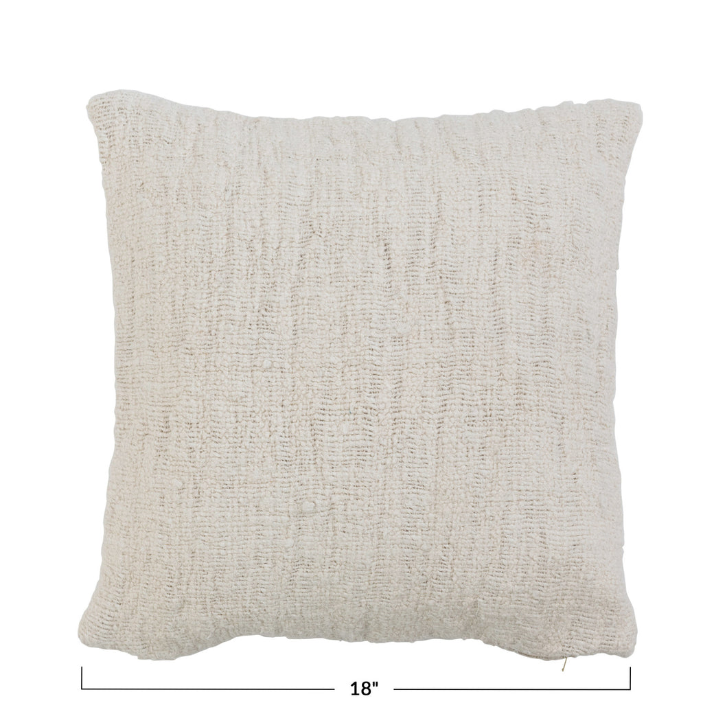 Square Stonewashed Woven Cotton Pillow | Cream
