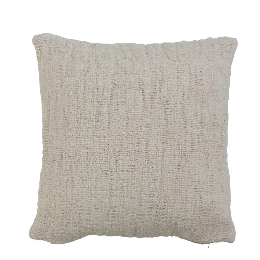 Square Stonewashed Woven Cotton Pillow | Cream