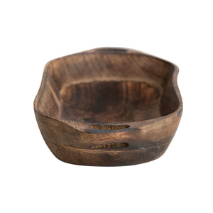 Mango Wood Bowl w/Handles | Walnut Finish