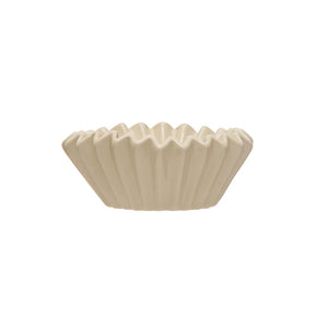 White Stoneware Fluted Bowl