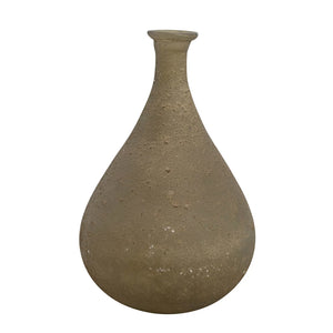 Khaki Color Sand Blasted Finished Glass Vase