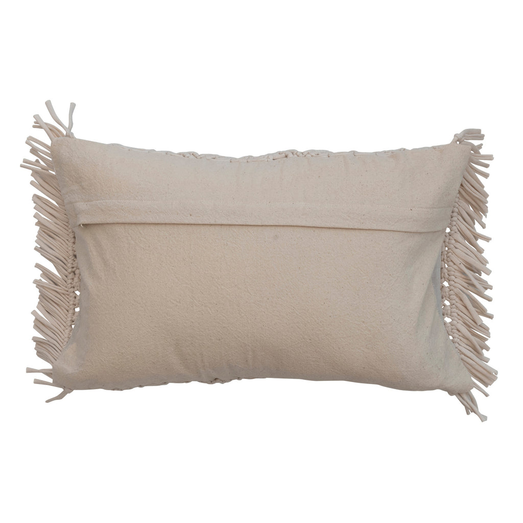 Macrame Lumbar Pillow w/ Fringe | Natural
