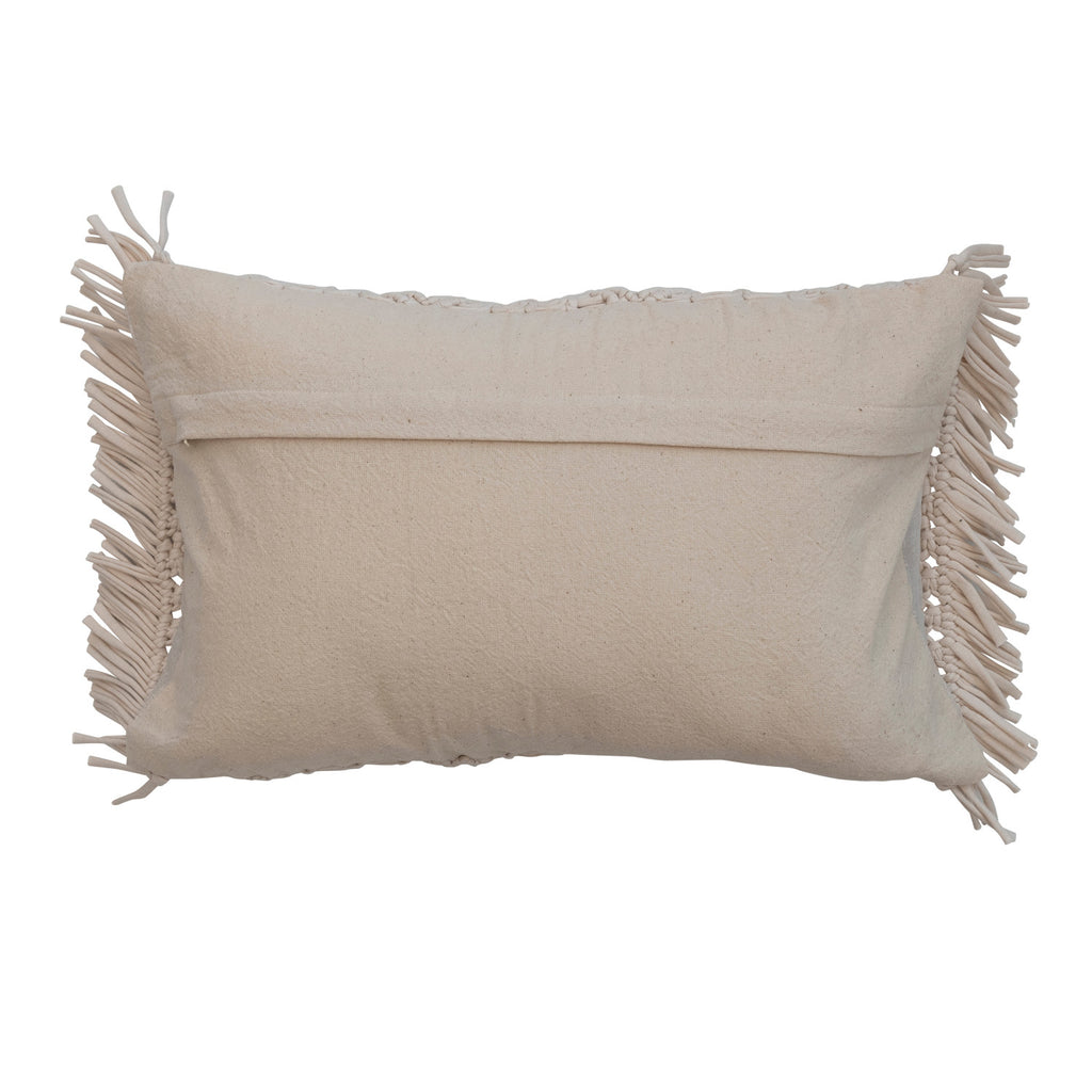 Macrame Lumbar Pillow w/ Fringe | Natural