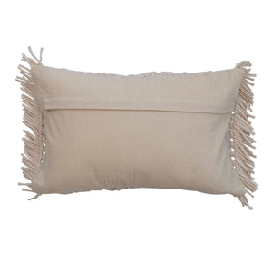 Macrame Lumbar Pillow w/ Fringe | Natural