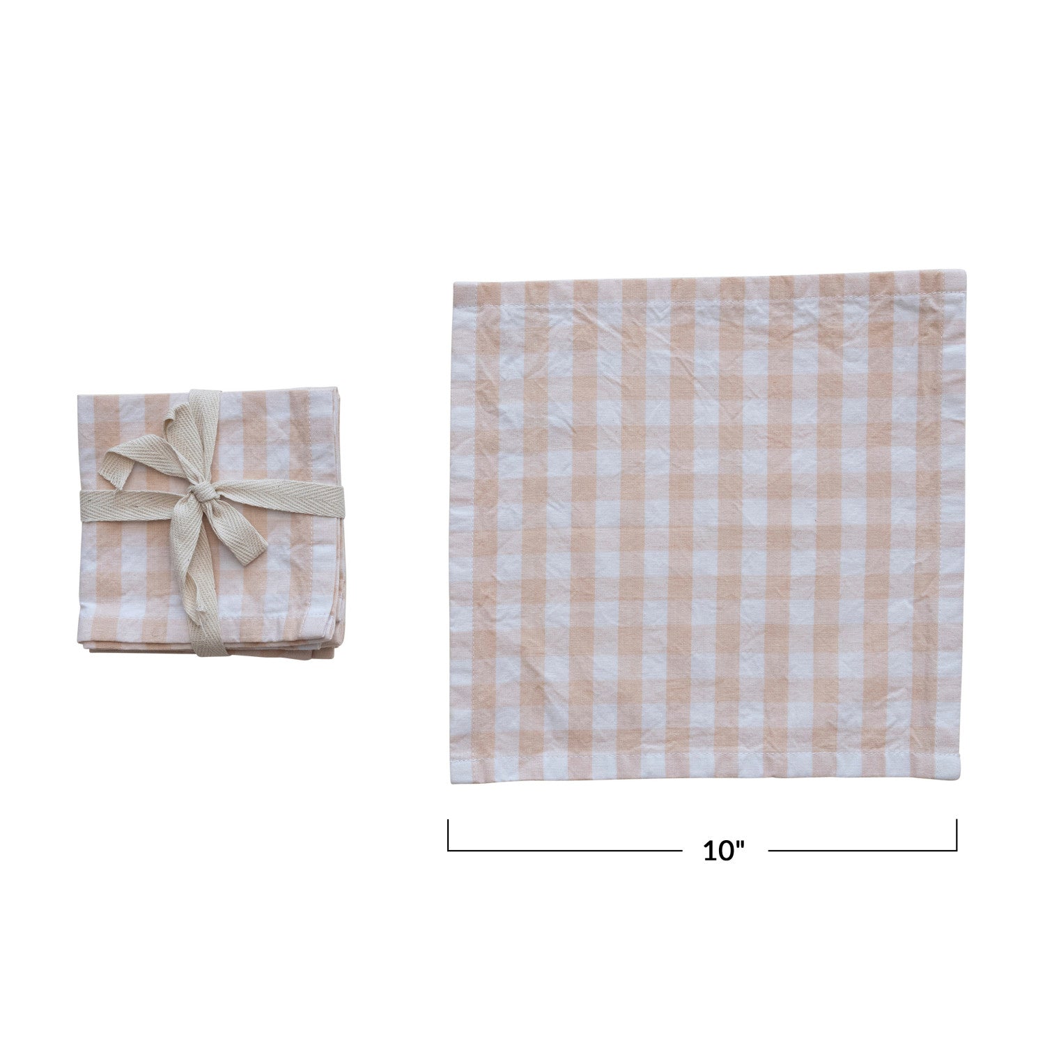 S/4 Cotton Cocktail Napkins w/Gingham Pattern