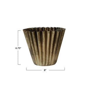 Fluted Metal Planter/Vase | Antique Brass Finish