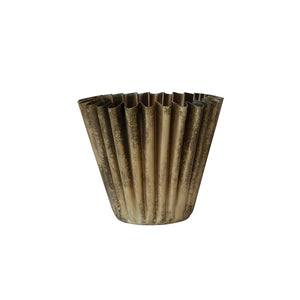 Fluted Metal Planter/Vase | Antique Brass Finish