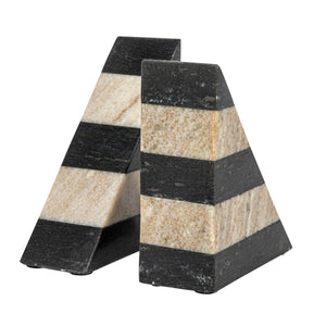 S/2 Natural & Black Marble Bookends