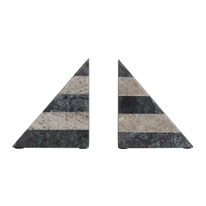 S/2 Natural & Black Marble Bookends