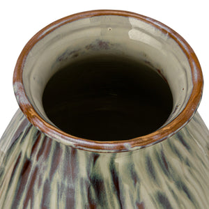 Hand-Painted Stoneware Urn w/Handles | Earthtones