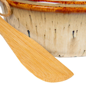 Stoneware Brie Baker w/Bamboo Spreader