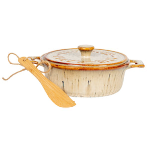 Stoneware Brie Baker w/Bamboo Spreader