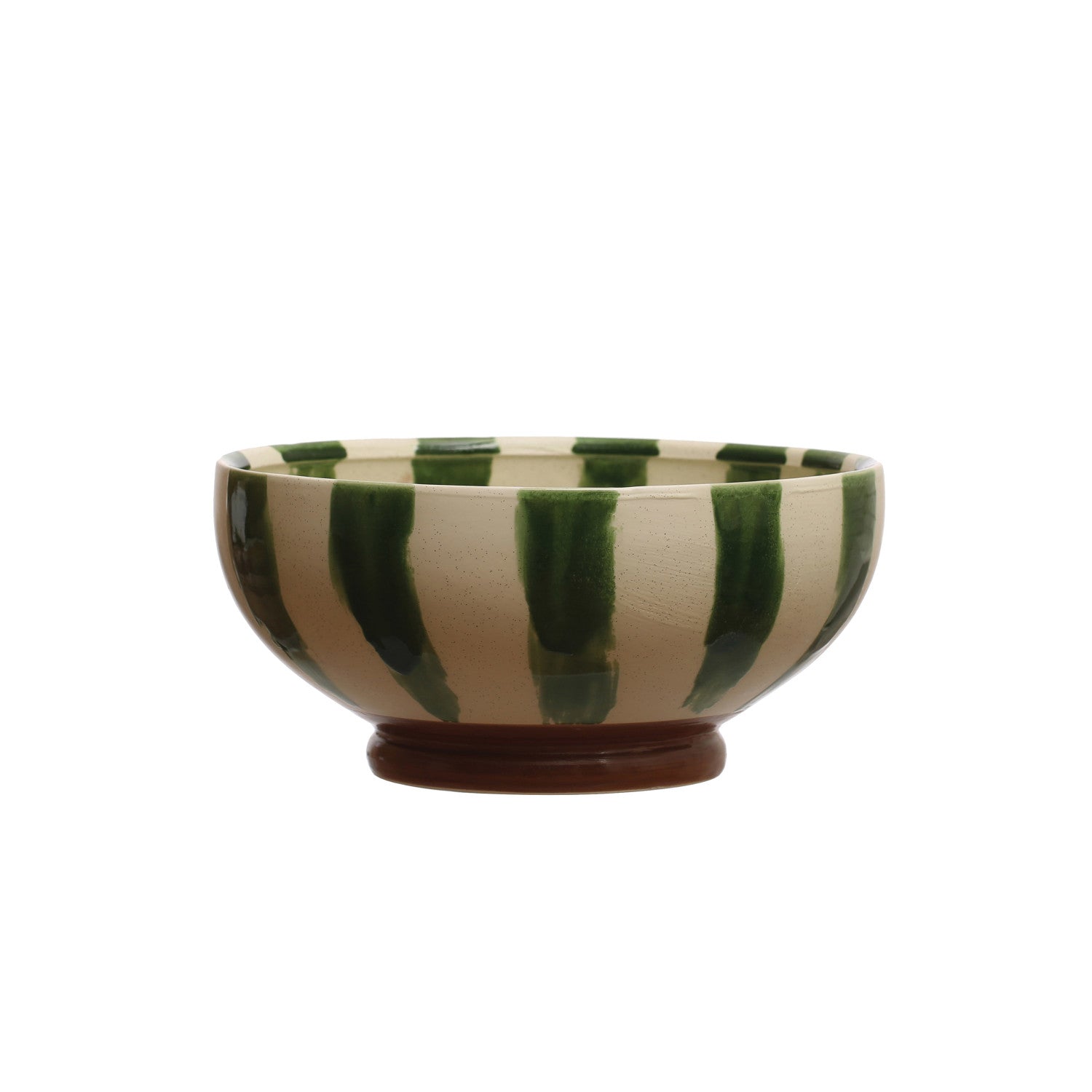 Hand-Painted Stoneware Footed Bowl w/Stripes
