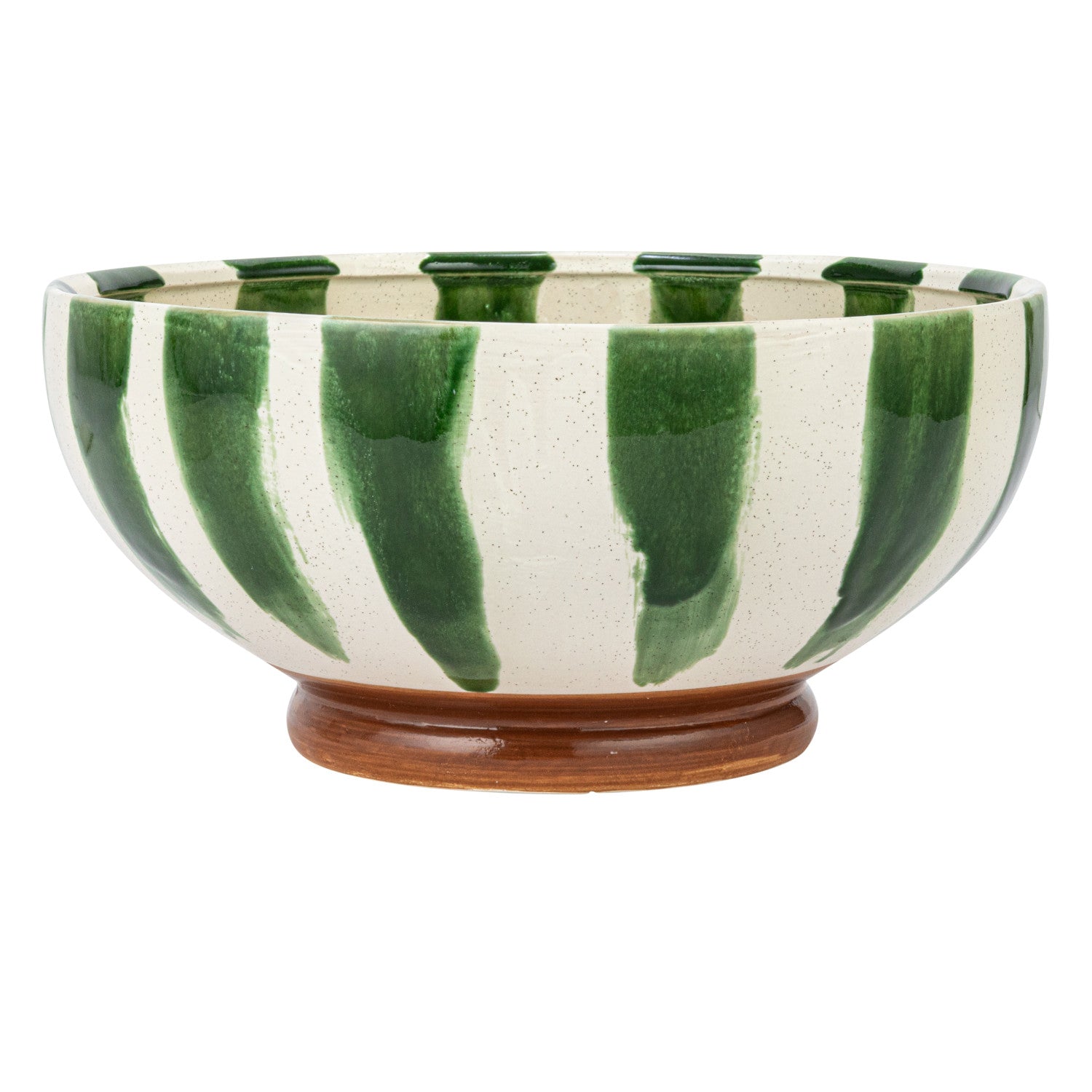 Hand-Painted Stoneware Footed Bowl w/Stripes