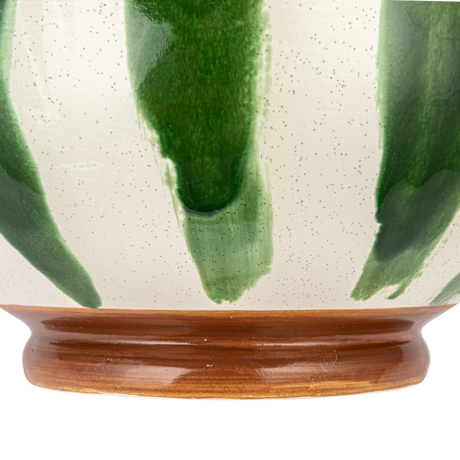 Hand-Painted Stoneware Footed Bowl w/Stripes