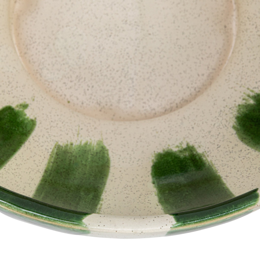 Hand-Painted Stoneware Footed Bowl w/Stripes