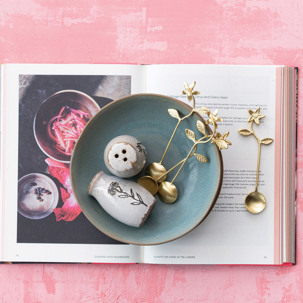 S/4 Spoons w/Flower Handles | Gold Finish