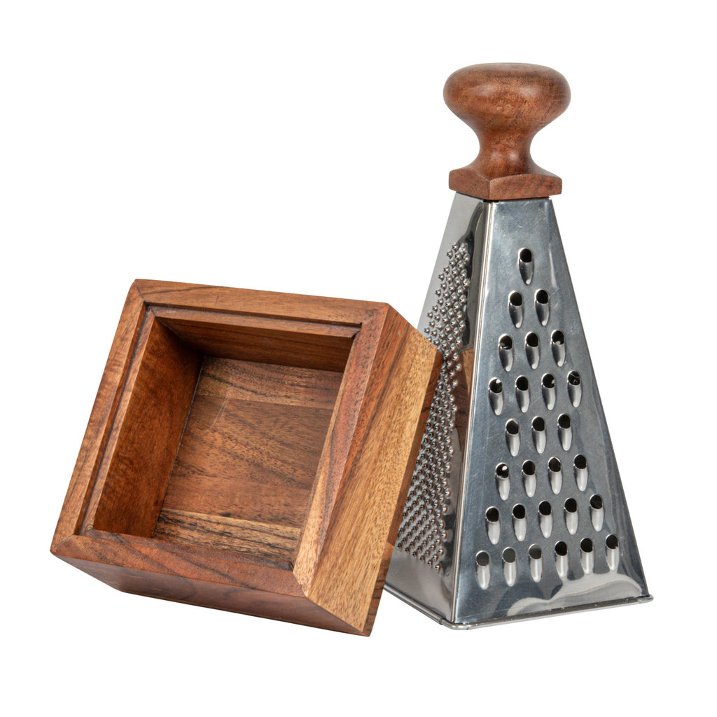 S/S Grater w/Wood Handle & Base