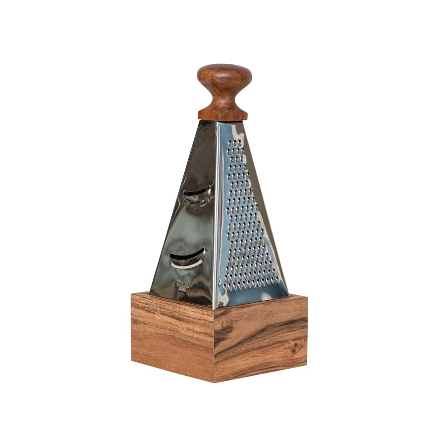 S/S Grater w/Wood Handle & Base