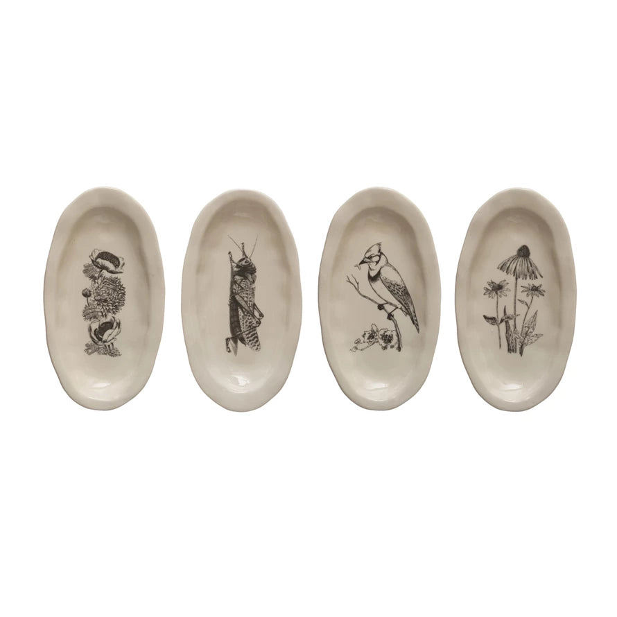 Stoneware Plate w/Flora/Fauna
