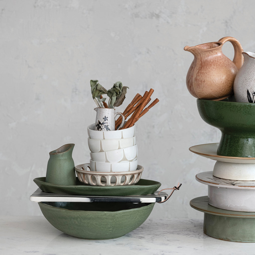 Stoneware Creamer w/Flowers