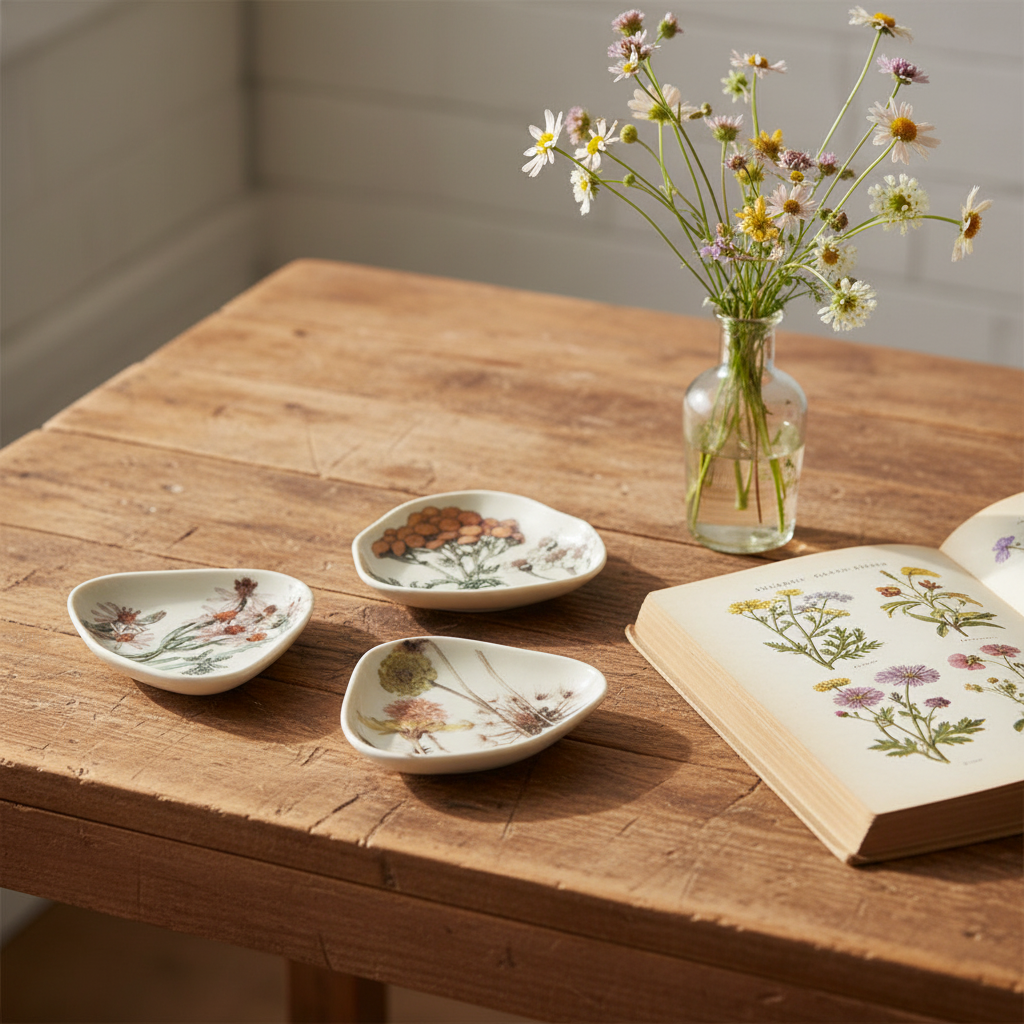 Stoneware Dish w/ Florals