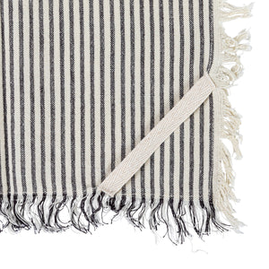 S/2 Natural & Black Woven Cotton Tea Towels w/Stripes