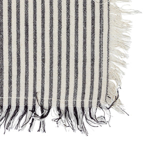 S/2 Natural & Black Woven Cotton Tea Towels w/Stripes