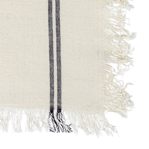 S/2 Natural & Black Woven Cotton Tea Towels w/Stripes