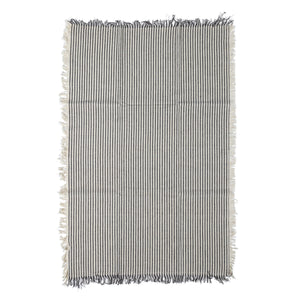 S/2 Natural & Black Woven Cotton Tea Towels w/Stripes