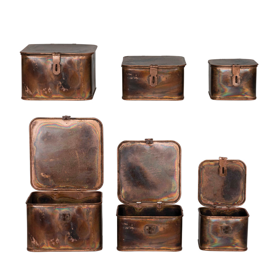 Decorative Metal Boxes w/Burnt Copper Finish