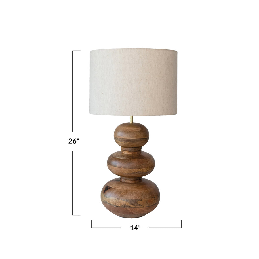 Wood Table Lamp w/Linen Shade