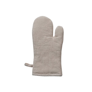 Woven Linen & Cotton Waffle Oven Mitt | Cream