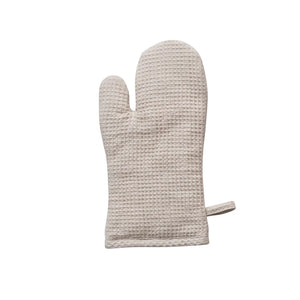 Woven Linen & Cotton Waffle Oven Mitt | Cream